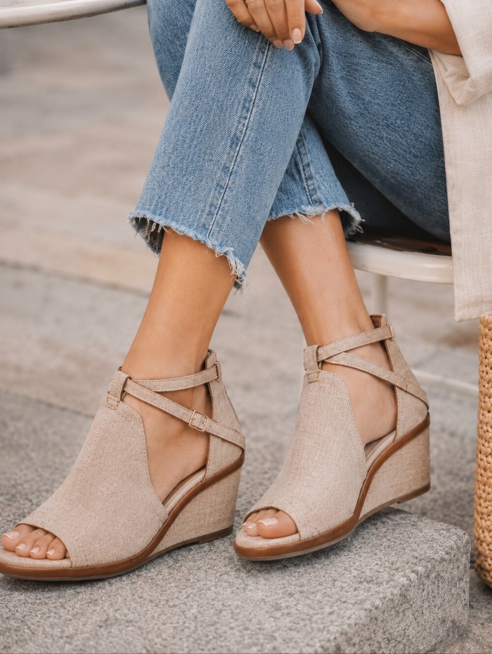 Naked Feet‎ Crux Leather Suede Strappy Wedge Sandals